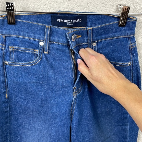 New Veronica Beard Carly Kick Flare Crop High Rise Jeans Cornflower Blue Sz 23 - Picture 3 of 11